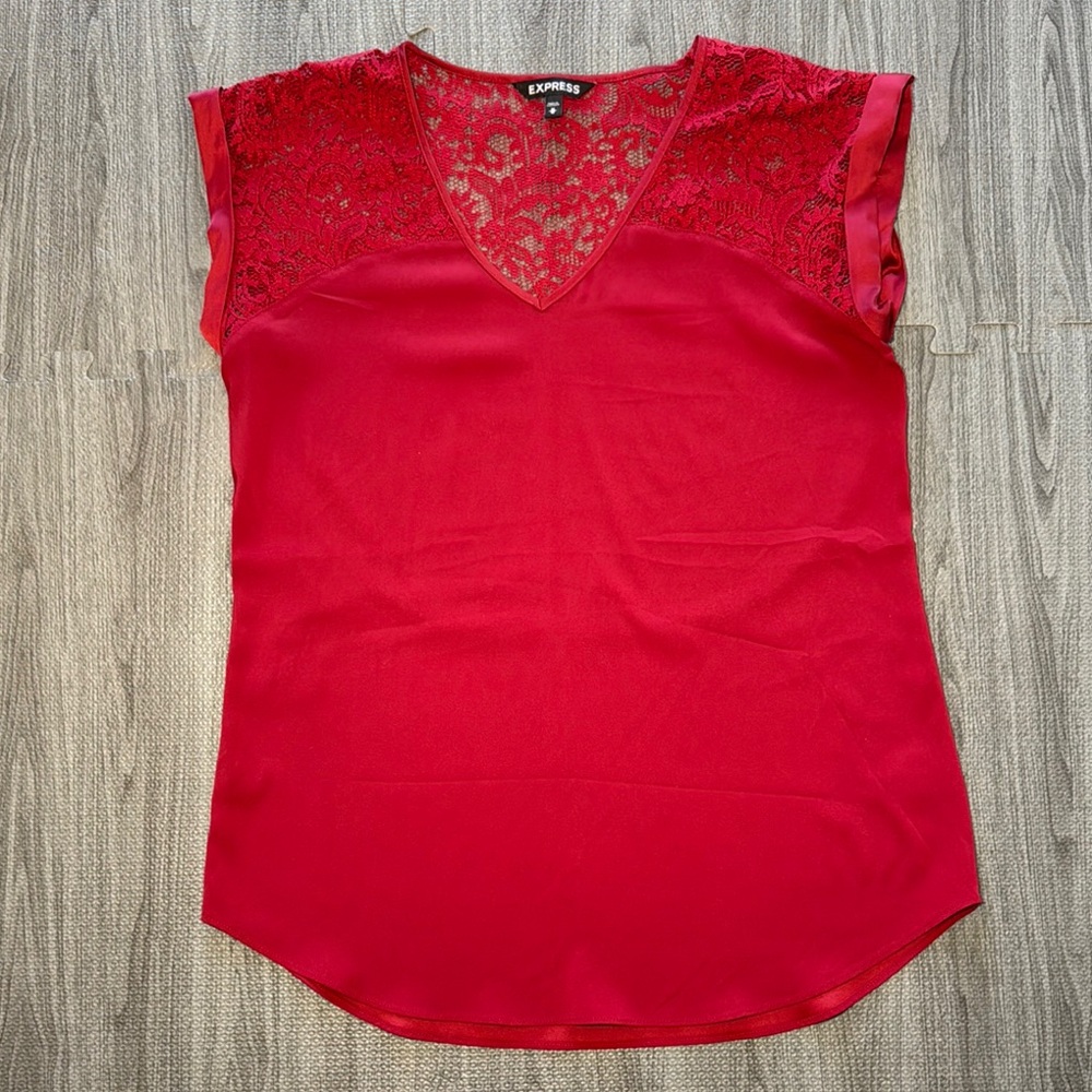 Express Red Lace Dress Shirt - Women’s Size M